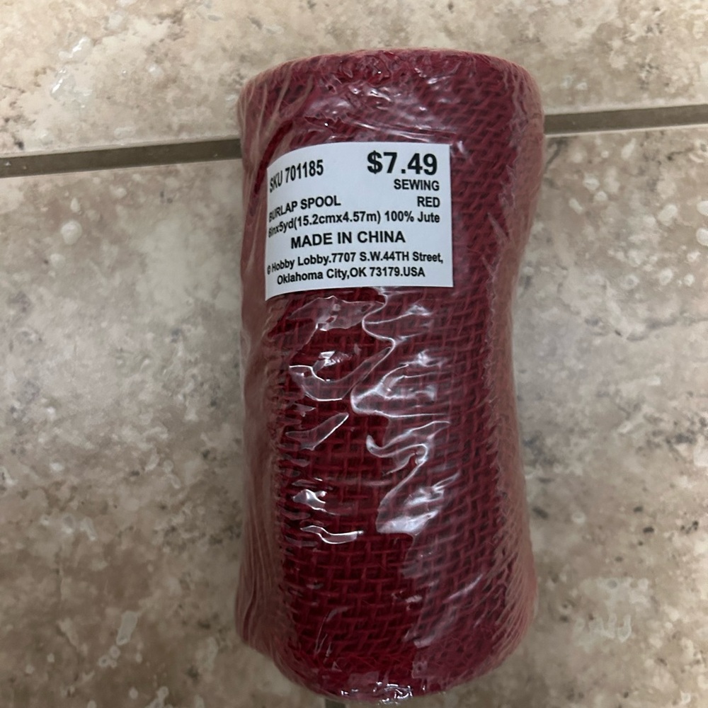 Red Burlap Spool NEW